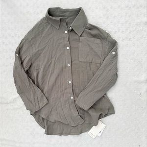 NWT- COMMENSE Textured Gauzy Button Down Shirt